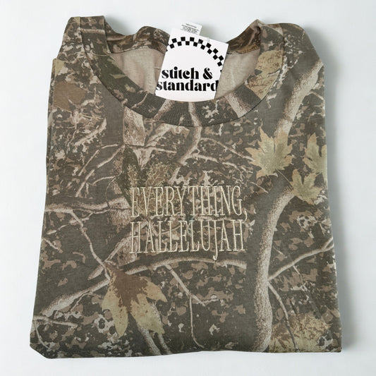 Everything Hallelujah Embroidered Camo Tee